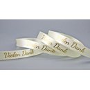 Dekoband VIELEN DANK in CREME / GOLD 3 m x 15 mm...