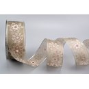 Dekoband  Wonder Snowflakes TAUPE / SILBER 20 m x 40 mm...