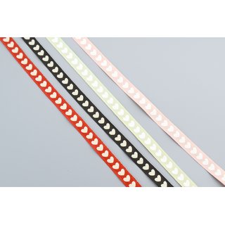 3 m x 10 mm Dekoband Mini Herzen Baumwolle ROT Schleifenband naturfreundlich Natur Optik Hearts Hochzeit Valentinstag Geburtstag