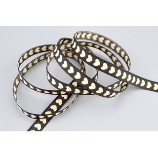 3 m x 10 mm Dekoband Mini Herzen Baumwolle SCHWARZ Schleifenband naturfreundlich Natur Optik Hearts Hochzeit Valentinstag Geburtstag