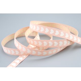 20 m x 10 mm Dekoband Mini Herzen Baumwolle PUDERROSA Schleifenband naturfreundlich Natur Optik Hearts Hochzeit Valentinstag Geburtstag