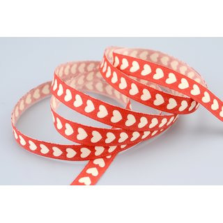 20 m x 10 mm Dekoband Mini Herzen Baumwolle ROT Schleifenband naturfreundlich Natur Optik Hearts Hochzeit Valentinstag Geburtstag