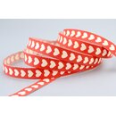 20 m x 10 mm Dekoband Mini Herzen Baumwolle ROT...