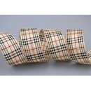 20 m x 40 mm Dekoband KARO ELEGANT Creme Gold mit...