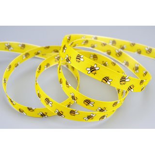 20 m x 15 mm Dekoband HAPPY BEE Geschenkband Taftband Band Schleifenband Biene