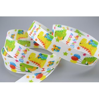 20 m x 25 mm Dekoband Kindergeburtstag DRACHEN Taftband Schleifenband Kinder Party Geburtstag Happy Birthday