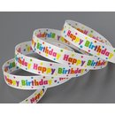 20 m x 15 mm Dekoband Geburtstag Happy Birthday Taftband...