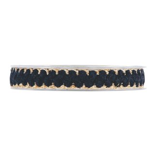 5 m x 12 mm Zopfkordel DUNKELBLAU Gold Dekoband Blau Hkelband Hkelkordel Flechtwerk Geflecht Kordel mit Lurex Cord Schnur Zopf Deko