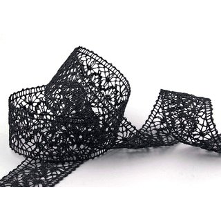 Spitzenband Emma SCHWARZ Baumwollspitze 1 m x 38 mm...