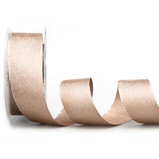 VIENNA 20 m x 40 mm TAUPE SILBER Metallik Dekoband mit Lurex Brokat Geschenkband Schleifenband mit Glanz