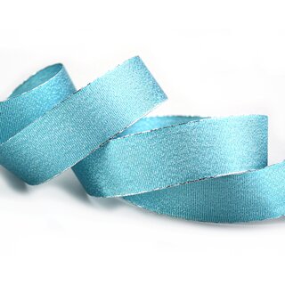 VIENNA 20 m x 25 mm TRKIS SILBER Metallik Dekoband mit Lurex Brokat Geschenkband Schleifenband mit Glanz