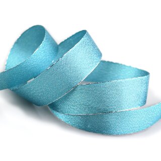 VIENNA 20 m x 25 mm TRKIS SILBER Metallik Dekoband mit Lurex Brokat Geschenkband Schleifenband mit Glanz