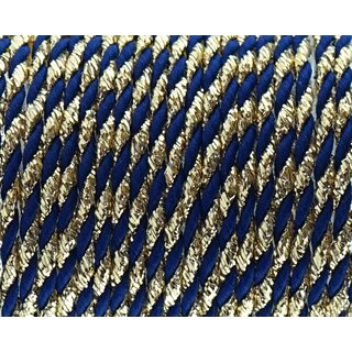 25 m x 3 mm Glitzerkordel zweifarbig BLAU GOLD Schnur ohne Draht Lurexkordel Weihnachtskordel Geschenkkordel glnzend zum dekorieren