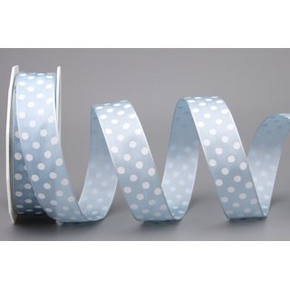 Dekoband PUNKTE HELBLAU / WEISS 20 m x 25 mm Stoffband...