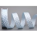 Dekoband PUNKTE HELBLAU / WEISS 20 m x 25 mm Stoffband...