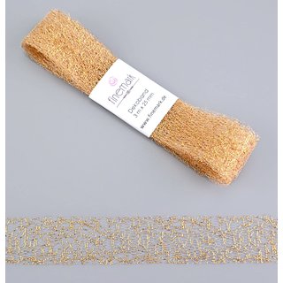 20 m x 25 mm Dekoband Magic LACE Gold transparent metallisch glnzend Geschenkband Schleifenband Spitze Lurex