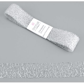 20 m x 25 mm Dekoband Magic LACE SILBER transparent metallisch glnzend Geschenkband Schleifenband Spitze Lurex
