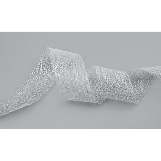 20 m x 40 mm Dekoband MAGIC LACE SILBER transparent metallisch glnzend Geschenkband Schleifenband Spitze Lurex