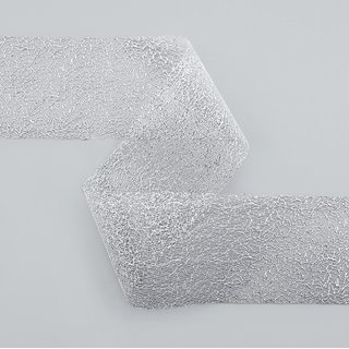 20 m x 72 mm Dekoband MAGIC LACE SILBER transparent metallisch glnzend Geschenkband Schleifenband Spitze Lurex