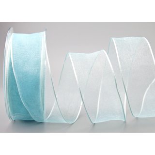 20 m x 40 mm Dekoband CHIFFON MINT Hellblau transparent Schleifenband aus Organza mit formstabilen Kanten