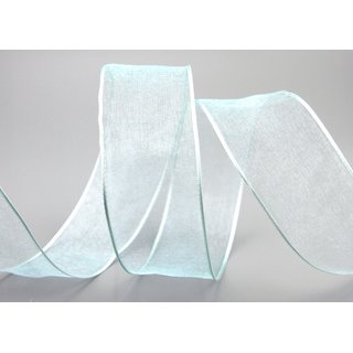 20 m x 40 mm Dekoband CHIFFON MINT Hellblau transparent Schleifenband aus Organza mit formstabilen Kanten