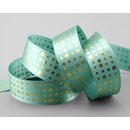 20 m x 25 mm Satinband MINT mit Gold Punkten...