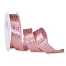 20 m x 25 mm Satinband ROSA Altrosa mit Gold Punkten...