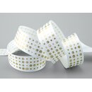 20 m x 25 mm Satinband WEISS mit Gold Punkten...