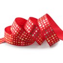 20 m x 25 mm Satinband ROT mit Gold Punkten Schleifenband...