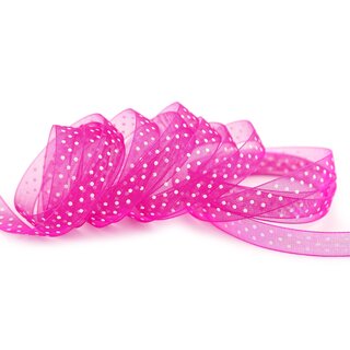 3 m x 10 mm Dekoband Chiffon Punkte PINK mit formstabilen Kanten Geschenkband Schleifenband transparent Organza Dots