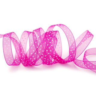 3 m x 10 mm Dekoband Chiffon Punkte PINK mit formstabilen Kanten Geschenkband Schleifenband transparent Organza Dots
