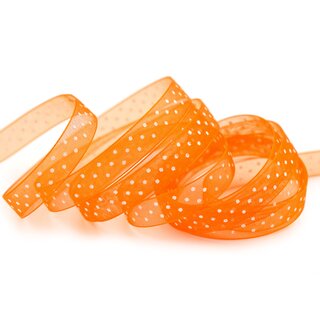 3 m x 10 mm Dekoband Chiffon Punkte ORANGE mit formstabilen Kanten Geschenkband Schleifenband transparent Organza Dots