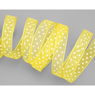 3 m x 10 mm Dekoband Chiffon Punkte GELB mit formstabilen Kanten Geschenkband Schleifenband transparent Organza Dots