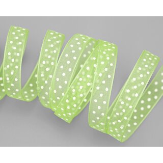 3 m x 10 mm Dekoband Chiffon Punkte GRN Hellgrn mit formstabilen Kanten Geschenkband Schleifenband transparent Organza Dots
