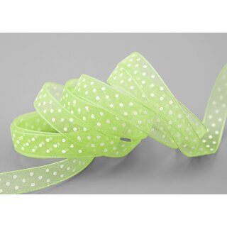 3 m x 10 mm Dekoband Chiffon Punkte GRN Hellgrn mit formstabilen Kanten Geschenkband Schleifenband transparent Organza Dots