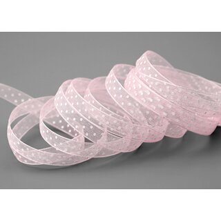 3 m x 10 mm Dekoband Chiffon Punkte HELLROSA (50) mit formstabilen Kanten Geschenkband Schleifenband transparent Organza Dots
