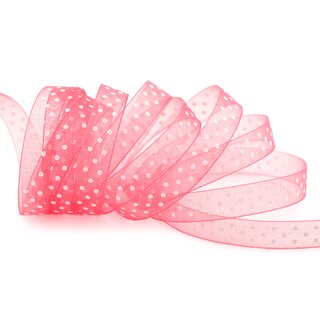 3 m x 10 mm Dekoband Chiffon Punkte ROSA (53) mit formstabilen Kanten Geschenkband Schleifenband transparent Organza Dots