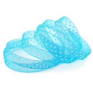 3 m x 10 mm Dekoband Chiffon Punkte TRKIS mit formstabilen Kanten Geschenkband Schleifenband transparent Organza Dots