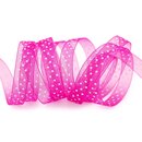 20 m x 10 mm Dekoband Chiffon Punkte PINK mit...