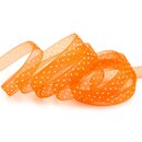20 m x 10 mm Dekoband Chiffon Punkte ORANGE mit...