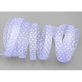 20 m x 10 mm Dekoband Chiffon Punkte FLIEDER mit formstabilen Kanten Geschenkband Schleifenband transparent Organza Dots