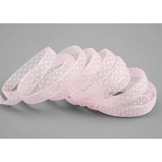 20 m x 10 mm Dekoband Chiffon Punkte HELLROSA (50) mit formstabilen Kanten Geschenkband Schleifenband transparent Organza Dots