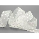 3 m x 25 mm Dekoband Chiffon Punkte CREME Ivory mit...