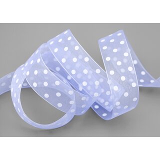 3 m x 25 mm Dekoband Chiffon Punkte FLIEDER mit formstabilen Kanten Geschenkband Schleifenband transparent Organza Dots