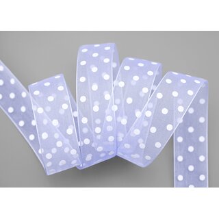 3 m x 25 mm Dekoband Chiffon Punkte FLIEDER mit formstabilen Kanten Geschenkband Schleifenband transparent Organza Dots
