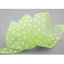 3 m x 25 mm Dekoband Chiffon Punkte GRN Hellgrn mit...