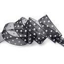 3 m x 25 mm Dekoband Chiffon Punkte SCHWARZ mit...