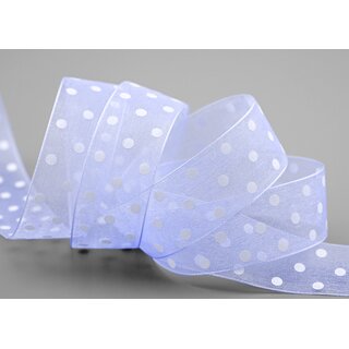 20 m x 25 mm Dekoband Chiffon Punkte FLIEDER mit formstabilen Kanten Geschenkband Schleifenband transparent Organza Dots