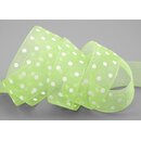 20 m x 25 mm Dekoband Chiffon Punkte GRN Hellgrn mit...