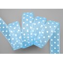 20 m x 25 mm Dekoband Chiffon Punkte HELLBLAU Blau mit...